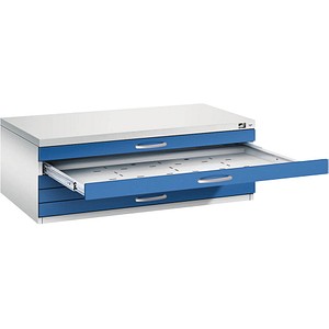 Image CP 7100 Planschrank lichtgrau, enzianblau 5 Schubladen 110,0 x 76,5 x 42,0 cm