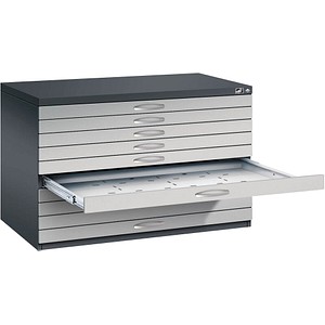 Image CP 7100 Planschrank schwarzgrau, weißaluminium 10 Schubladen 110,0 x 76,5 x 76,0 cm