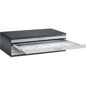 Image CP 7200 Planschrank schwarzgrau, weißaluminium 5 Schubladen 135,0 x 96,0 x 42,0 cm