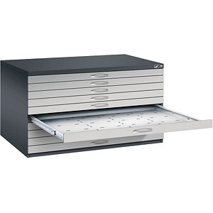 Image CP 7200 Planschrank schwarzgrau, weißaluminium 10 Schubladen 135,0 x 96,0 x 76,0 cm
