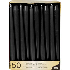 Image PAPSTAR Leuchterkerzen, 22 mm, schwarz, 50er Pack