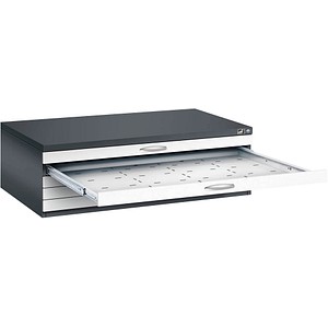 Image CP 7200 Planschrank schwarzgrau, verkehrsweiß 5 Schubladen 135,0 x 96,0 x 42,0 cm