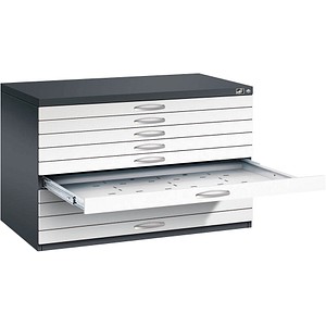 Image CP 7100 Planschrank schwarzgrau, verkehrsweiß 10 Schubladen 110,0 x 76,5 x 76,0 cm