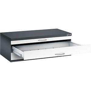 Image CP 7100 Planschrank schwarzgrau, verkehrsweiß mit 3 Schubladen 110,0 x 76,5 x 42,0 cm