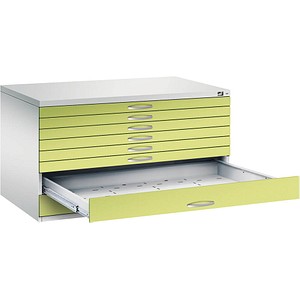 Image CP 7200 Planschrank lichtgrau, viridingrün 8 Schubladen 135,0 x 96,0 x 76,0 cm