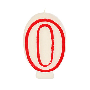 Image PAPSTAR Zahlenkerzen 0 weiß, rot