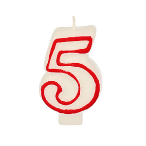 Image PAPSTAR Zahlenkerzen 5 weiß, rot