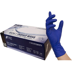 Image NITRAS® unisex Einmalhandschuhe INDIGO WAVE blau Größe M 100 St.