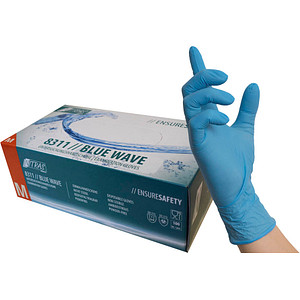Image NITRAS® unisex Einmalhandschuhe BLUE WAVE blau Größe M 100 St.