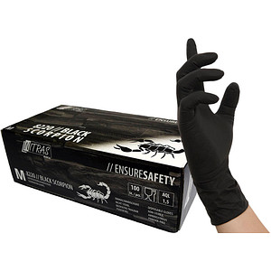 Image NITRAS® unisex Einmalhandschuhe BLACK SCORPION schwarz Größe M 100 St.