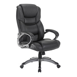 Image XXL Chefsessel, BT-9142L schwarz, silber Kunstleder