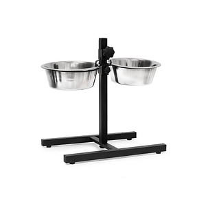 Image relaxdays Futterstation Hunde/Katzen silber 46,0 x 27,0 x 42,0 cm