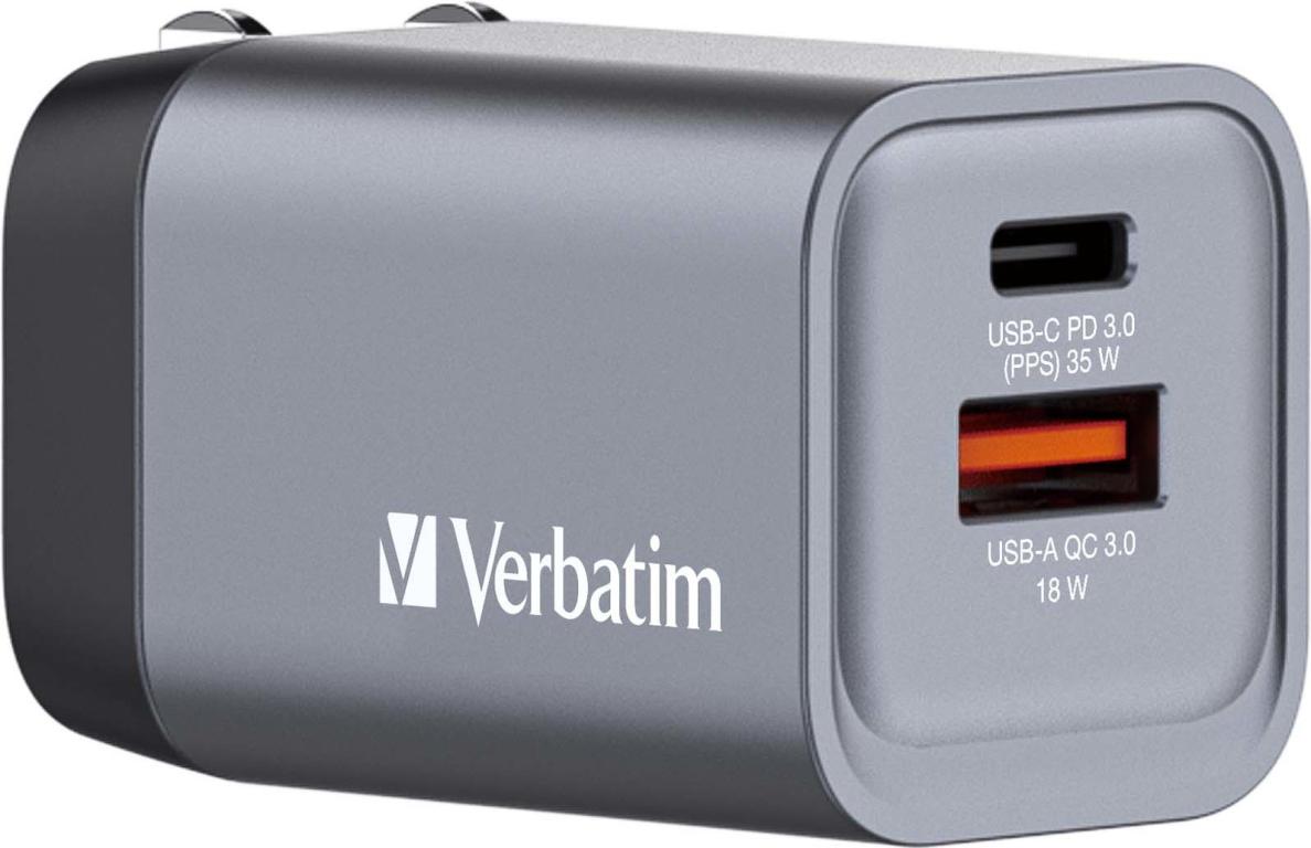 Image VERBATIM GNC-35 GaN Charger 2 Port 35W USB A/C (EU/UK/US)