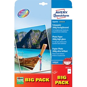 Image ZWECKFORM Fotopapier Avery-Zweckform Superior Photo Paper Inkjet BIG PACK 2572-