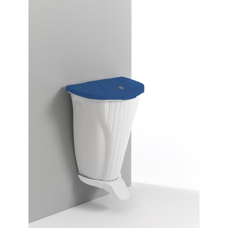 Image Wall-UP 50 Liter Wandabfalleimer weiß, mit weißem Pedal | mit blauem Deckel 