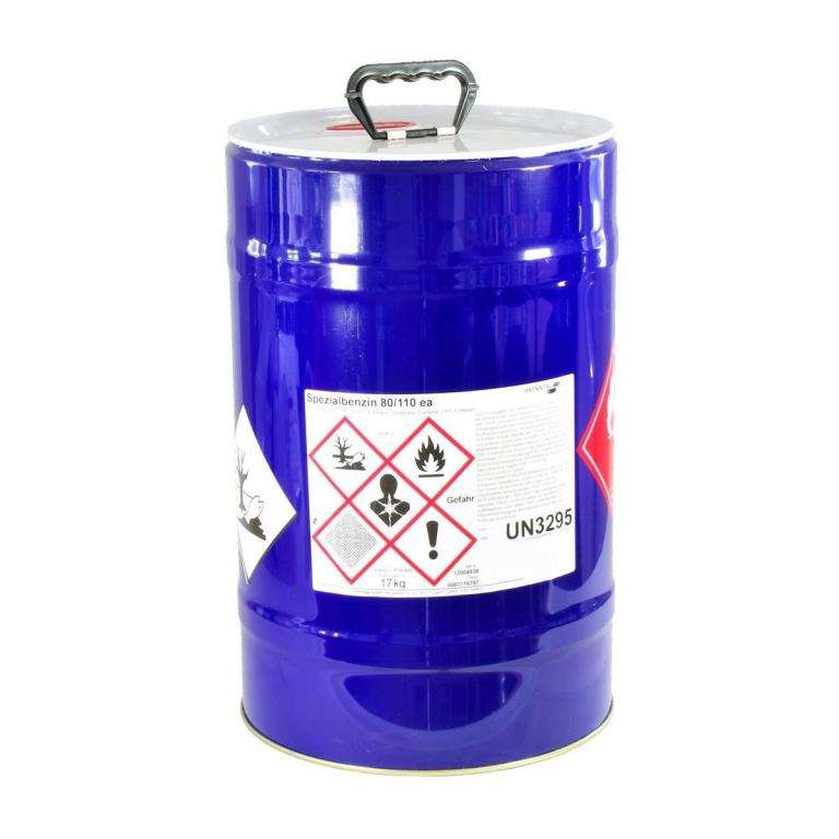 Image Spezialbenzin 80/110 EA, Stahl-Fass (1A1) | 17 kg (25 Liter) +++ Steuerfreies Energieerzeugnis! Darf nicht als Kraft- oder Heizstoff oder zur Herstellung solcher Stoffe verwendet werden!(§ 55 EnergieStV Anlage 1 Nr 2.1 i.V.m. § 25 Abs. 1 EnergieStG) +++ 
