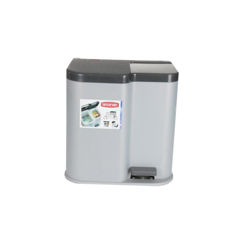 Image Abfallbehälter, Treteimer DUO-PEDAL/BIN, Abfall-/Wertstoffsammler grau, 2 Eimer mit 15 und 7 Liter
