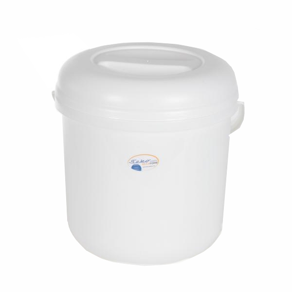Image Abfalleimer, Deckeleimer 10 Liter mit Kunststoffbügel | weiß