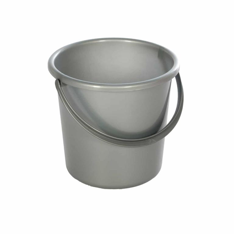 Image Eimer rund 10 Liter, Universaleimer mit Kunststoffhenkel | Farben: silber