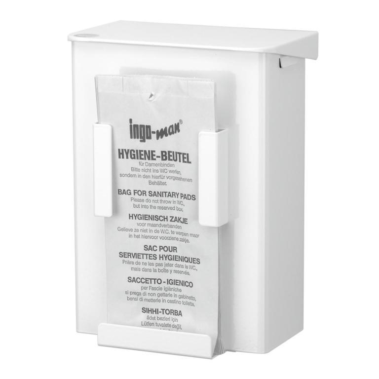 Image Abfallbox/Abfallbehälter/Hygieneabfallbox mit Hygienebeutelspender, weiß pulverbeschichtet | 1 Stück 