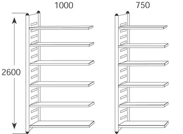 Image kerkmann Eckregalfeld "M2", 6 Böden, (B)700 x (H)2.600 mm