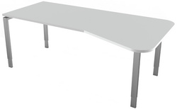 Image kerkmann PC-Schreibtisch Form 5, 4-Fuß-Gestell, lichtgrau