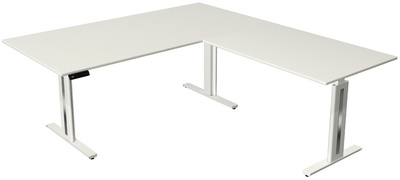 Image kerkmann Sitz-Steh-Schreibtisch Move 3 fresh mit Anbau, weiß