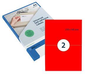 Image rillprint Fluoreszierende Etiketten, 210 x 148 mm, rot