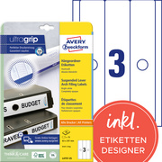 Image ZWECKFORM AVERY Hängeordnerrücken-Etiketten, 63 x 297 mm weiß, mit Griffloch (L