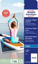 Image AVERY ZWECKFORM Superior Inkjet Foto-Papier, 20 Blatt GRATIS 10 x 15 cm, 220 g/