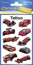 Image ZDesign KIDS Kinder-Tattoos "Rennautos", schwarz/rot