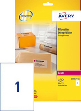 Image ZWECKFORM AVERY Étiquettes d'expédition transparentes, 99,1 x 67,7 mm transpare