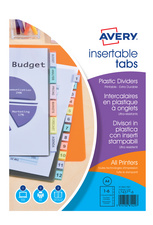 Image AVERY Intercalaires à onglets, 12 touches, PP, transparent