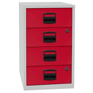 Image BISLEY Home Standcontainer lichtgrau, kardinalrot 4 Auszüge 41,3 x 40,0 x 67,2 cm