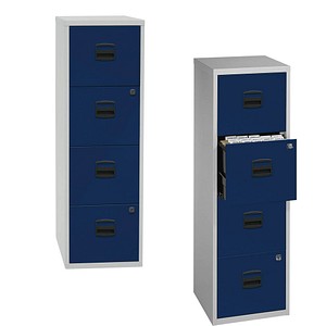 Image BISLEY Home PFA 4 Hängeregistraturschrank lichtgrau, oxfordblau mit 4 Schubladen 41,3 x 40,0 x 132,1 cm