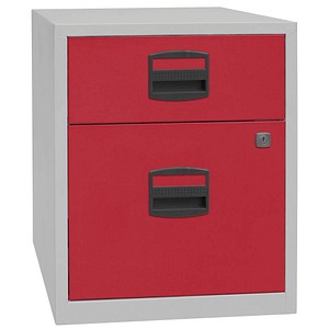 Image BISLEY Home Rollcontainer lichtgrau, kardinalrot 2 Auszüge 41,3 x 40,0 x 52,8 cm