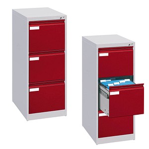 Image CP C 2000 Acurado Hängeregistraturschrank lichtgrau, rubinrot mit 3 Schubladen 43,3 x 59,0 x 104,5 cm