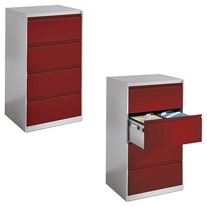Image CP C 2000 Acurado Hängeregistraturschrank lichtgrau, rubinrot mit 4 Schubladen 78,7 x 59,0 x 135,7 cm