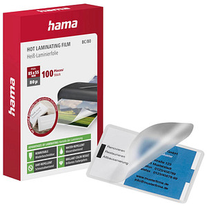 Image 100 hama Laminierfolien glänzend für Visitenkartenformat 80 micron