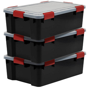 Image 3 IRIS Ohyama AT-LS BkR/C/D.Red Aufbewahrungsboxen 3x 30,0 l schwarz, transparent, rot 29,0 x 39,0 x 19,1 cm