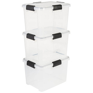 Image 3 IRIS Ohyama Water Proof Aufbewahrungsboxen 3x 20,0 l transparent, schwarz 29,0 x 39,0 x 26,0 cm