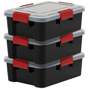 Image 3 IRIS Ohyama AT-S BkR/C/D.Red Aufbewahrungsboxen 3x 10,0 l schwarz, transparent, rot 29,0 x 39,0 x 14,6 cm