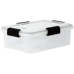 Image IRIS Ohyama Water Proof Aufbewahrungsbox 10,0 l transparent, schwarz 29,0 x 39,0 x 14,6 cm