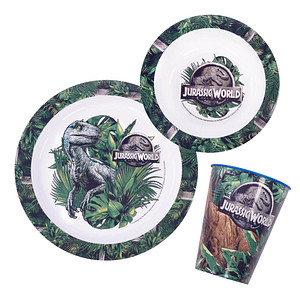 Image Kindergeschirr-Set Jurassic World blau/grün 3-tlg.