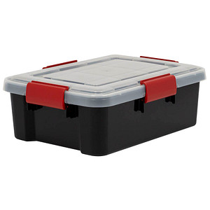 Image IRIS Ohyama AT-S BkR/C/D.Red Aufbewahrungsbox 10,0 l schwarz, transparent, rot 29,0 x 39,0 x 14,6 cm