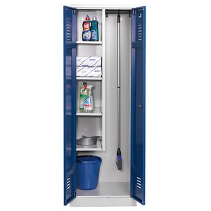 Image Gürkan Putzmittelschrank 104432 lichtgrau, enzianblau 60,0 x 50,0 x 180,0 cm