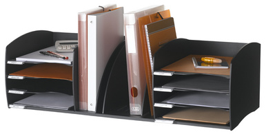 Image PAPERFLOW Ablagesystem XL, 8 Fächer, schwarz aus Polystyrol, 4 verstellbare Tre