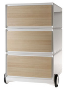 Image PAPERFLOW Rollcontainer "easyBox", 3 Schübe, weiß / buche