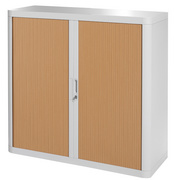 Image PAPERFLOW Rollladenschrank easyOffice, 2 Böden, weiß / buche