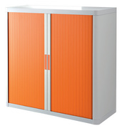 Image PAPERFLOW Rollladenschrank easyOffice, 2 Böden, weiß/ orange